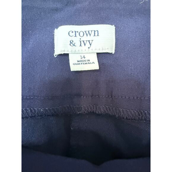 Crown & Ivy Navy Stretch Pants with Embellishment at Ankle - Picture 4 of 4